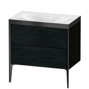 Duravit XViu meuble sous-vasque XV4710NB216P 80x48cm, 2 coulissants, sans trou pour robinet, noir mat, Cadres P, Eiche schwarz