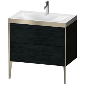 Duravit XViu Table de toilette XV4710OB116P 80x48cm, 2 2000 - out, match3 trou de coulée, champagne mat, Cadres P, Eiche schwarz