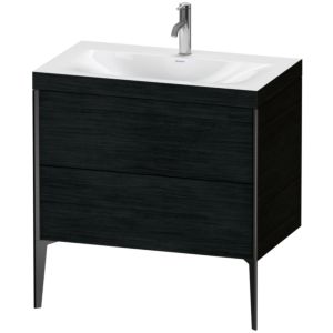Duravit XViu Table de toilette XV4710OB216C 80x48cm, 2 2000 - out, match3 trou de coulée, noir mat, Cadres C, Eiche schwarz