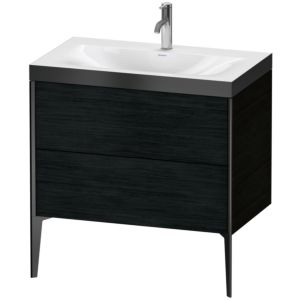 Duravit XViu Table de toilette XV4710OB216P 80x48cm, 2 2000 - out, match3 trou de coulée, noir mat, Cadres P, Eiche schwarz
