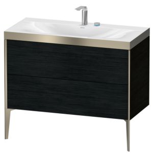 Duravit XViu Waschtisch-Unterschrank XV4711EB116P 100x48cm, 2 Auszüge, 2 Hahnlöcher, champagner matt, Rahmen P, Eiche schwarz