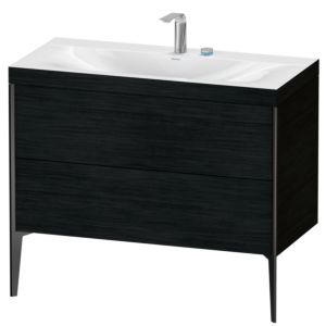 Duravit XViu meuble sous-vasque XV4711EB216C 100x48cm, 2 coulissants, 2 trous pour robinetterie, noir mat, Cadres C, Eiche schwarz