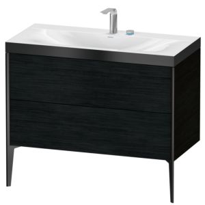 Duravit XViu meuble sous-vasque XV4711EB216P 100x48cm, 2 coulissants, 2 trous pour robinetterie, noir mat, Cadres P, Eiche schwarz