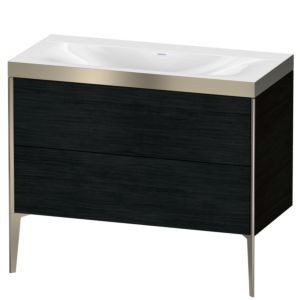 Duravit XViu meuble sous-vasque XV4711NB116P 100x48cm, 2 coulissants, sans trou pour robinet, champagne mat, Cadres P, Eiche schwarz