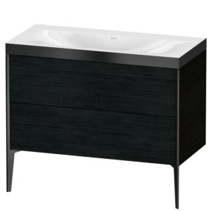 Duravit XViu Waschtisch-Unterschrank XV4711NB216P 100x48cm, 2 Auszüge, ohne Hahnloch, schwarz matt, Rahmen P, Eiche schwarz