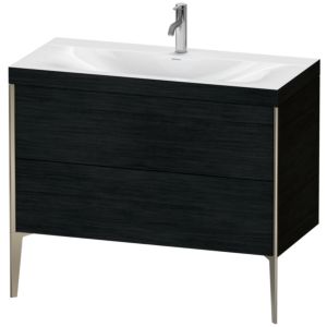 Duravit XViu Table de toilette XV4711OB116C 100x48cm, 2 2000 - out, match3 trou de coulée, champagne mat, Cadres C, Eiche schwarz