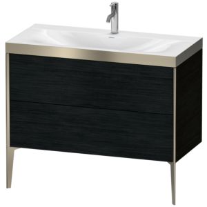 Duravit XViu Waschtisch-Unterschrank XV4711OB116P 100x48cm, 2 Auszüge, 1 Hahnloch, champagner matt, Rahmen P, Eiche schwarz