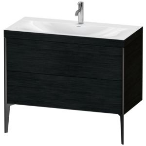 Duravit XViu Waschtisch-Unterschrank XV4711OB216C 100x48cm, 2 Auszüge, 1 Hahnloch, schwarz matt, Rahmen C, Eiche schwarz