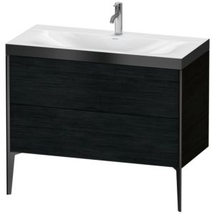 Duravit XViu Waschtisch-Unterschrank XV4711OB216P 100x48cm, 2 Auszüge, 1 Hahnloch, schwarz matt, Rahmen P, Eiche schwarz