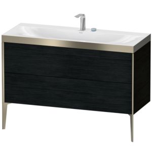 Duravit XViu Waschtisch-Unterschrank XV4712EB116P 120x48cm, 2 Schubkästen, 2 Hahnlöcher, champagner matt, Rahmen P, Eiche schwarz