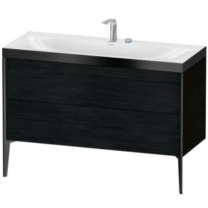 Duravit XViu meuble sous-vasque XV4712EB216P 120x48cm, 2 tiroirs, 2 trous pour robinetterie, noir mat, Cadres P, Eiche schwarz