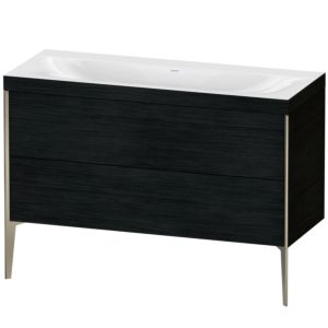 Duravit XViu Waschtisch-Unterschrank XV4712NB116C 120x48cm, 2 Schubkästen, ohne Hahnloch, champagner matt, Rahmen C, Eiche schwarz