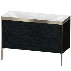 Duravit XViu Waschtisch-Unterschrank XV4712NB116P 120x48cm, 2 Schubkästen, ohne Hahnloch, champagner matt, Rahmen P, Eiche schwarz
