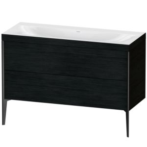 Duravit XViu meuble sous-vasque XV4712NB216C 120x48cm, 2 tiroirs, sans trou pour robinet, noir mat, Cadres C, Eiche schwarz