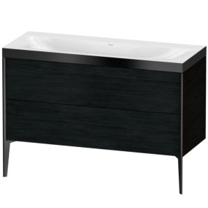 Duravit XViu Waschtisch-Unterschrank XV4712NB216P 120x48cm, 2 Schubkästen, ohne Hahnloch, schwarz matt, Rahmen P, Eiche schwarz