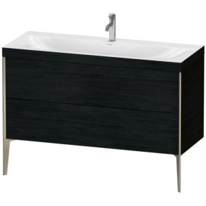 Duravit XViu Waschtisch-Unterschrank XV4712OB116C 120x48cm, 2 Schubkästen, 1 Hahnloch, champagner matt, Rahmen C, Eiche schwarz