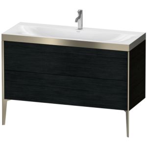 Duravit XViu vasque match4 XV4712OB116P 120x48cm, 2 tiroirs, 2000 , champagne mat, Cadres P, Eiche schwarz