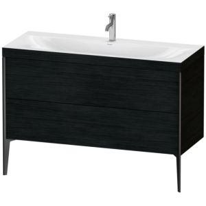 Duravit XViu Waschtisch-Unterschrank XV4712OB216C 120x48cm, 2 Schubkästen, 1 Hahnloch, schwarz matt, Rahmen C, Eiche schwarz