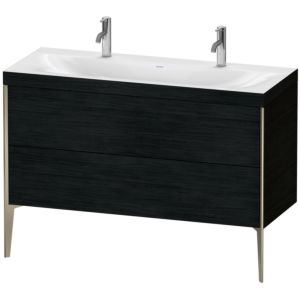 Duravit XViu Waschtisch-Unterschrank XV4713OB116C 120x48cm, 2 Auszüge, ohne Hahnloch, champagner matt, Rahmen C, Eiche schwarz