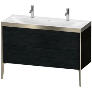 Duravit XViu Waschtisch-Unterschrank XV4713OB116P 120x48cm, 2 Auszüge, ohne Hahnloch, champagner matt, Rahmen P, Eiche schwarz