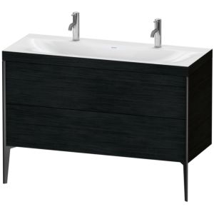 Duravit XViu Waschtisch-Unterschrank XV4713OB216C 120x48cm, 2 Auszüge, ohne Hahnloch, schwarz matt, Rahmen C, Eiche schwarz