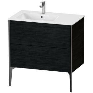 Duravit XViu Waschtisch-Unterschrank XV44860B216 81x48x59,4cm, 2 Auszüge, Becken links, schwarz matt, Eiche schwarz