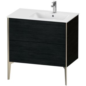 Duravit XViu Waschtisch-Unterschrank XV44870B116 81x48x59,4cm, 2 Auszüge, Becken rechts, champagner matt, Eiche schwarz