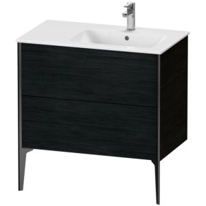Duravit XViu meuble sous-vasque XV44870B216 81x48x59,4cm, 2 coulissants, vasque à droite, noir mat, Eiche schwarz