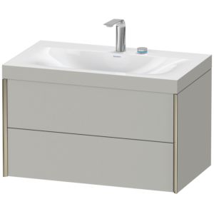 Duravit XViu vanity unit XV4615EB107C 80x48cm, 2 drawers, 2 tap holes, matt champagne, Rahmen C, matt concrete gray