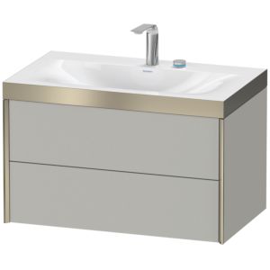 XViu Duravit vasque XV4615EB107P 80x48cm, 2 tiroirs, 2 trous pour robinetterie, champagne mat, Cadres P, gris béton mat