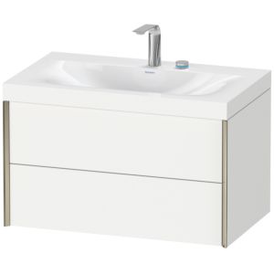 Duravit XViu Waschtisch-Unterschrank XV4615EB118C 80x48cm, 2 Schubkästen, 2 Hahnlöcher, champagner matt, Rahmen C, weiß matt
