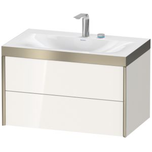 Duravit XViu Waschtisch-Unterschrank XV4615EB122P 80x48cm, 2 Schubkästen, 2 Hahnlöcher, champagner matt, Rahmen P, weiß hochglanz