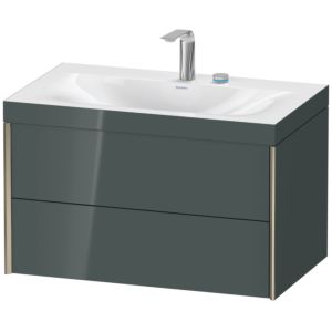 Duravit XViu vanity unit XV4615EB138C 80x48cm, 2 drawers, 2 tap holes, matt champagne, Rahmen C, dolomiti gray high gloss