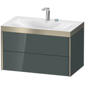 Duravit XViu Waschtisch-Unterschrank XV4615EB138P 80x48cm, 2 Schubkästen, 2 Hahnlöcher, champagner matt, Rahmen P, dolomiti grey hochglanz