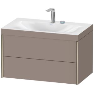 XViu Duravit vasque XV4615EB143C 80x48cm, 2 tiroirs, 2 trous pour robinetterie, champagne mat, Cadres C, basalte mat