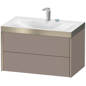 XViu Duravit vasque XV4615EB143P 80x48cm, 2 tiroirs, 2 trous pour robinetterie, champagne mat, Cadres P, basalte mat