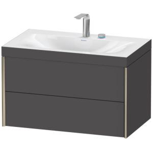 XViu Duravit vasque XV4615EB149C 80x48cm, 2 tiroirs, 2 trous pour robinetterie, champagne mat, Cadres C, graphite mat