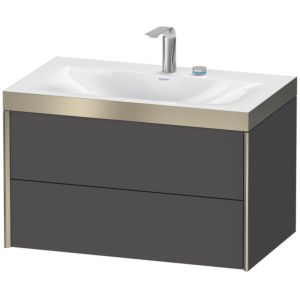 XViu Duravit vasque XV4615EB149P 80x48cm, 2 tiroirs, 2 trous pour robinetterie, champagne mat, Cadres P, graphite mat