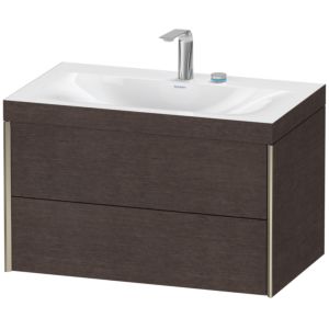 Duravit XViu Waschtisch-Unterschrank XV4615EB172C 80x48cm, 2 Schubkästen, 2 Hahnlöcher, champagner matt, Rahmen C, eiche dunkel gebürstet
