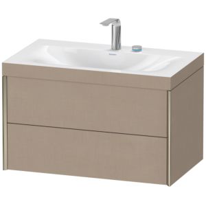 XViu Duravit vasque XV4615EB175C 80x48cm, 2 tiroirs, 2 trous pour robinetterie, champagne mat, Cadres C, lin