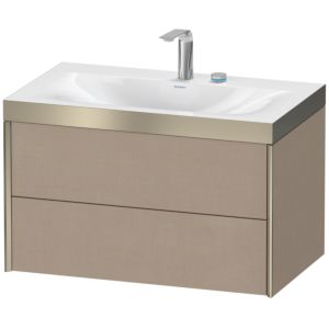 XViu Duravit vasque XV4615EB175P 80x48cm, 2 tiroirs, 2 trous pour robinetterie, champagne mat, Cadres P, lin
