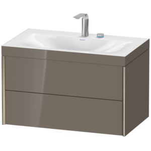 XViu Duravit vasque XV4615EB189C 80x48cm, 2 tiroirs, 2 trous pour robinetterie, champagne mat, Cadres C, gris flanelle brillant
