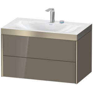 XViu Duravit vasque XV4615EB189P 80x48cm, 2 tiroirs, 2 trous pour robinetterie, champagne mat, Cadres P, gris flanelle brillant