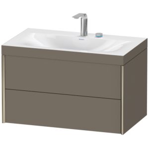 XViu Duravit vasque XV4615EB190C 80x48cm, 2 tiroirs, 2 trous pour robinetterie, champagne mat, Cadres C, flanelle gris soie mat