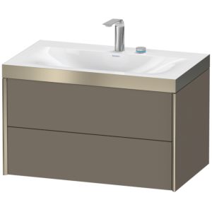 XViu Duravit vasque XV4615EB190P 80x48cm, 2 tiroirs, 2 trous pour robinetterie, champagne mat, Cadres P, flanelle gris soie mat