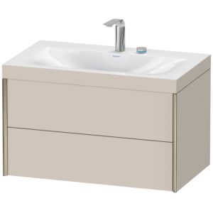 Duravit XViu Waschtisch-Unterschrank XV4615EB191C 80x48cm, 2 Schubkästen, 2 Hahnlöcher, champagner matt, Rahmen C, taupe matt