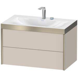 XViu Duravit vasque XV4615EB191P 80x48cm, 2 tiroirs, 2 trous pour robinetterie, champagne mat, Cadres P, taupe mat