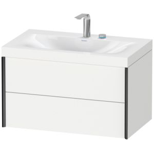 XViu Duravit vasque XV4615EB218C 80x48cm, 2 tiroirs, 2 trous pour robinetterie, noir mat, Cadres C, blanc mat