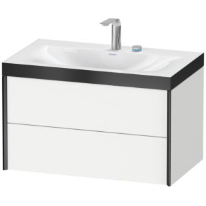 XViu Duravit vasque XV4615EB218P 80x48cm, 2 tiroirs, 2 trous pour robinetterie, noir mat, Cadres P, blanc mat