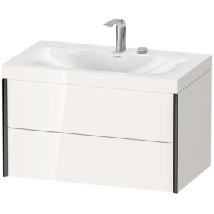 Duravit XViu Waschtisch-Unterschrank XV4615EB222C 80x48cm, 2 Schubkästen, 2 Hahnlöcher, schwarz matt, Rahmen C, weiß hochglanz